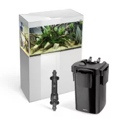 AKWARIUM AQUAEL GLOSSY ST 80 D&N BIAŁY Z SZAFKĄ, GRZAŁKĄ I FILTREM